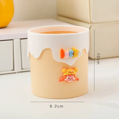 Süßer Cartoon Eiscreme Stifthalter Kunststoff Schreibtisch Aufbewahrungseimer Schreibtisch Organizer Für Studenten Schreibwaren Make Up Pinsel Topf