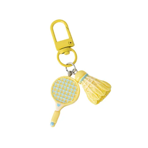 Lindo Llavero de Resina con Raqueta de Badminton Volante de Deporte Miniatura Colgante de Bolsa Decoración Regalo para Día del Niño