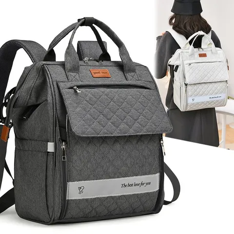 Large Capacity Diaper Bag Multifunctional Waterproof Travel Backpack Quilted Oxford Mommy Baby Maternity Backpack