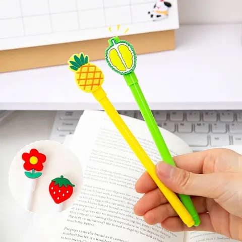 Bolígrafo de Gel de Dibujos Animados Creativo 0.5mm Punta Fina Escritura Plástico Lindo Silicona Fruta Animal Para Escuela Oficina Estudiantes