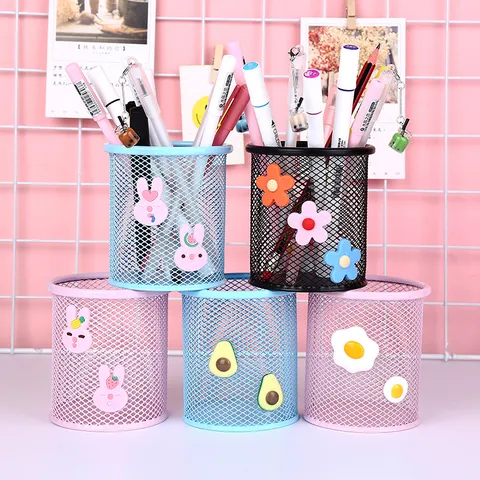 Cartoon Desktop Stifthalter Kreative Metallgitter Doppelgitter Schreibwaren Aufbewahrungsbox Süße Tier Muster Studenten Schreibtisch Organizer