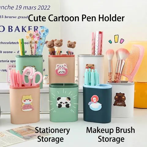 Cartoon Desktop Stifthalter Kreative Metallgitter Doppelgitter Schreibwaren Aufbewahrungsbox Süße Tier Muster Studenten Schreibtisch Organizer