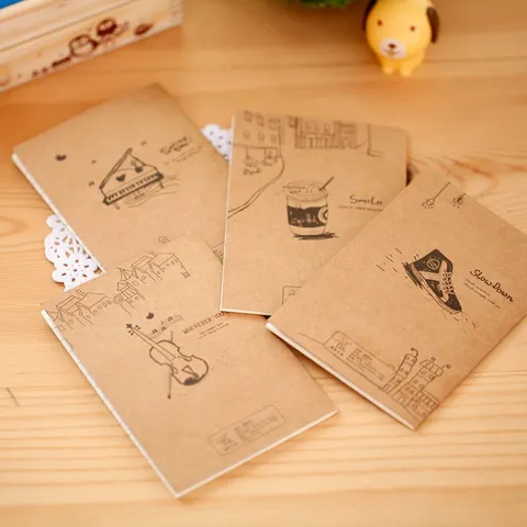 Vintage Paper Notebook Mini Portable Pocket Memo Notepad Aesthetic Hand Drawn Coffee Sketch Stitched Journal For Office School Stationary