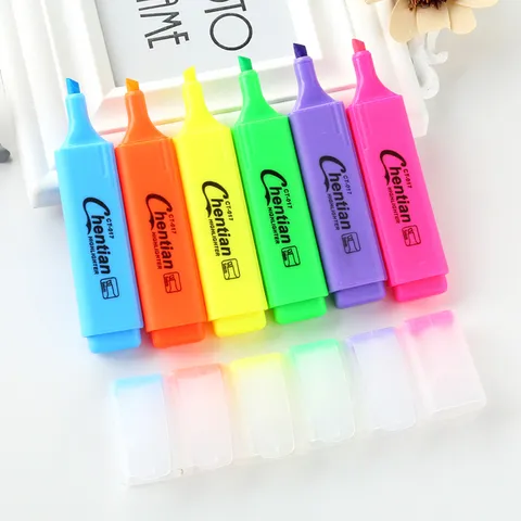 Large Capacity Colorful Highlighter Plastic Chisel Tip Marker Pen Candy Color Cute Cartoon Stationary For School Office Students Gift Kids