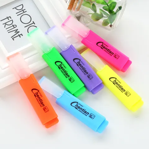 Large Capacity Colorful Highlighter Plastic Chisel Tip Marker Pen Candy Color Cute Cartoon Stationary For School Office Students Gift Kids