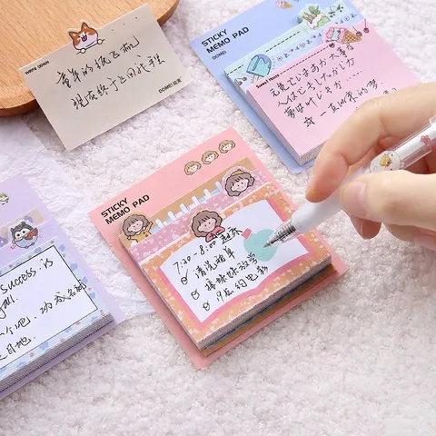 Bloc-Notes Adhésif à Trois Couches de Dessin Animé Mignon Conception de Filles Mignonnes d'Animaux Fournitures Scolaires de Bureau