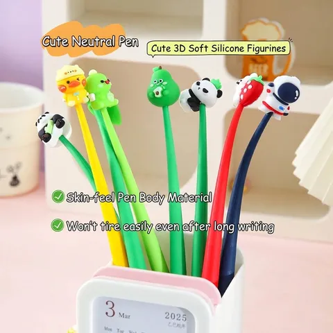 Bolígrafo de Gel de Dibujos Animados Kawaii 0.5mm Tinta Negra Linda Figura 3D Panda Astronauta Dinosaurio Bolígrafo de Escritura para Escuela Oficina Estudiante Regalo