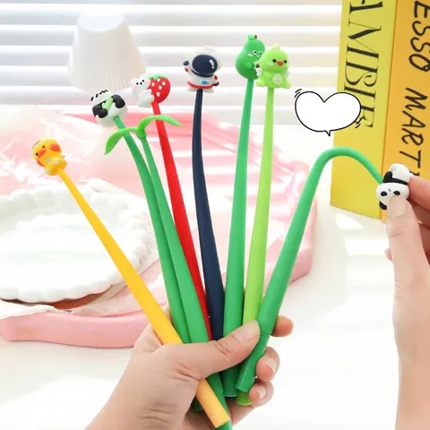 Bolígrafo de Gel de Dibujos Animados Kawaii 0.5mm Tinta Negra Linda Figura 3D Panda Astronauta Dinosaurio Bolígrafo de Escritura para Escuela Oficina Estudiante Regalo