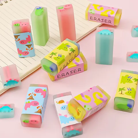 Gomme à Effacer Créative de Dessin Animé Pour Enfants Motif de Dinosaure Coeur Fruits Gomme de Correction de Dessin Papeterie Étudiant École Fournitures de Bureau