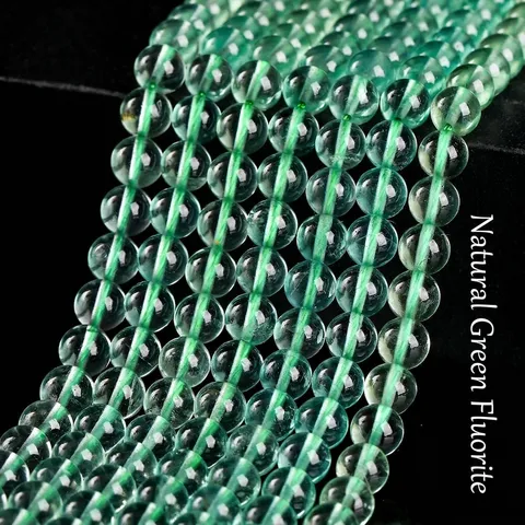 Natural Green Fluorite Round Loose Beads DIY Jewelry Bracelet Making Polished 8A Grade Gemstone Accessories