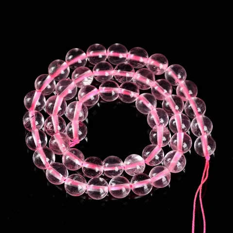 5A Grade Natural Rose Quartz Loose Beads Round Polished Ice Pink Crystal Stone Beads For DIY Jewelry Making Handcrafted Accessories