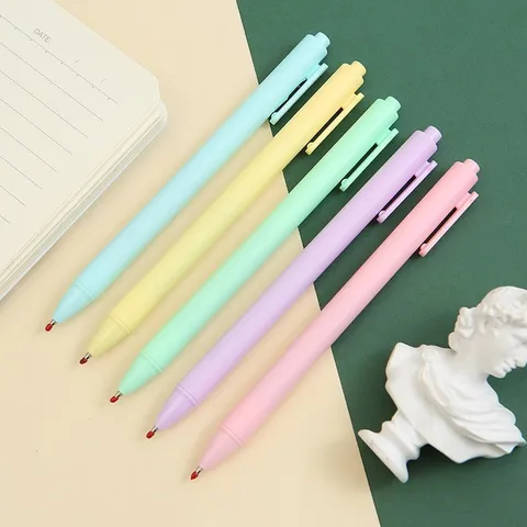 Macaron Color Retractable Gel Pen 0.5mm Bullet Tip Black Ink Matte Frosted Smooth Writing Pen For Student Office Stationery