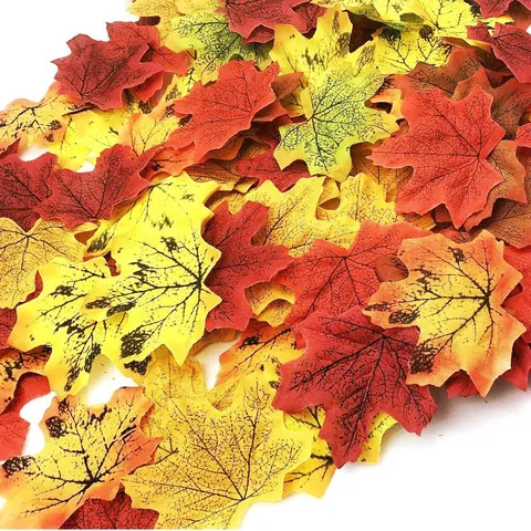 Artificial Maple Leaves Silk Fabric Autumn Leaf Simulation Ornaments For Thanksgiving Halloween Wedding Festive Party Home Decor
