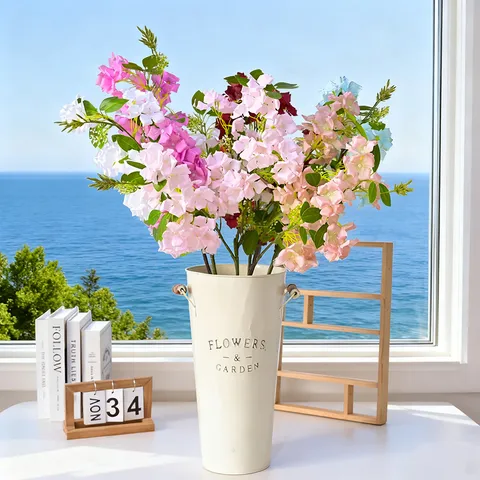 Simulation Curled Edge Hydrangea Long Stem Silk Flower Artificial Hydrangea Bouquet For Living Room Dining Table Home Decoration Photo Props
