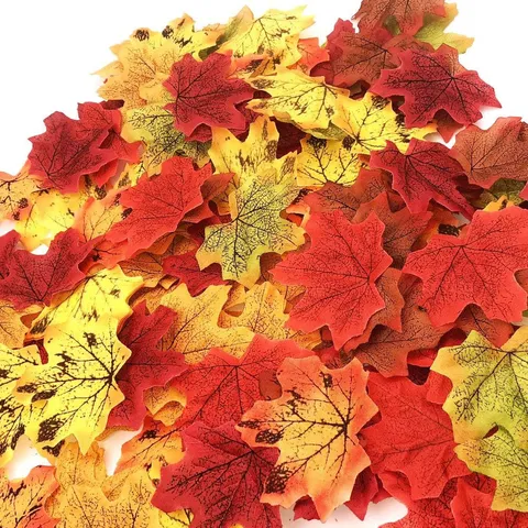 Artificial Maple Leaves Silk Fabric Autumn Leaf Simulation Ornaments For Thanksgiving Halloween Wedding Festive Party Home Decor
