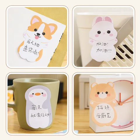 Lindas Notas Adhesivas con Forma de Animal de Dibujos Animados para Estudiantes Bloc de Notas Creativo Etiquetas de Índice Papelería
