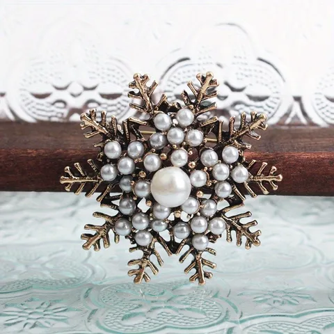 Mode Sneeuwvlok Broche Voor Vrouwen Feest Corsage Legering Strass Kunstparel Spelden Winter Kerstmis Kleding Accessoires Sieraden