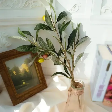 Künstlicher Olivenzweig Mit Künstlichen Früchten Seidengrün Blätter Für Vase Heimtextilien Hochzeit Party Dekoration Blumenarrangement