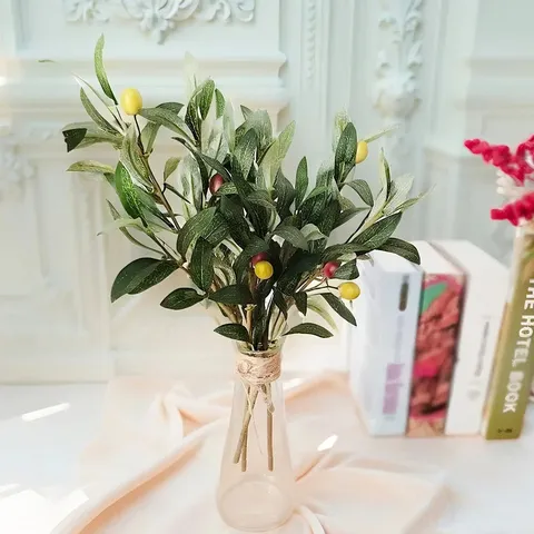 Künstlicher Olivenzweig Mit Künstlichen Früchten Seidengrün Blätter Für Vase Heimtextilien Hochzeit Party Dekoration Blumenarrangement