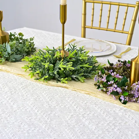 Artificial Snow Sprayed Cedar Pine Needle Wreath Candle Holder Candle Ring Purple Flower Eucalyptus Garland For Christmas Restaurant Table Wedding Party Holiday Home Decor
