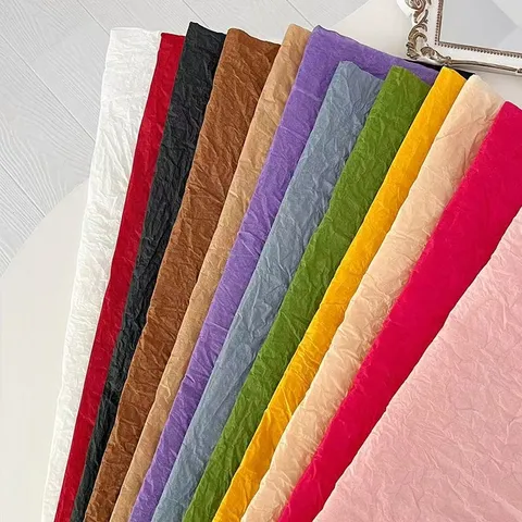 Solid Color Hand Rubbed Paper Gift Wrapping Paper For Flower Bouquet Wedding Party Background Decoration DIY Material Washi Paper