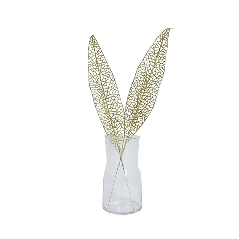 Christmas Hollow Glitter Plastic Leaf Decoration Artificial Glittery Sword Leaf For Christmas Tree Ornaments Party Decor
