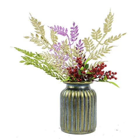 Glitter Artificial Plant Branch Christmas Decoration Plastic Simulated Olive Leaves For Wedding Party Home Ornaments