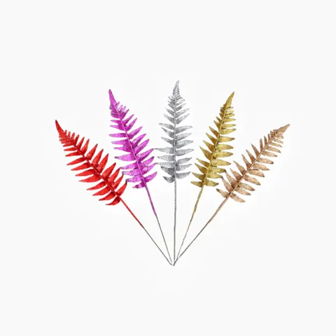 Artificial Christmas Tree Glitter Leaf Branch Plastic Fern Leaves For Holiday Xmas Home Decor Party Floral Arrangement