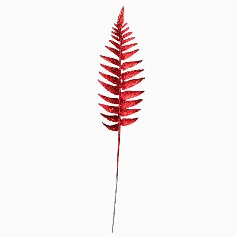 Artificial Christmas Tree Glitter Leaf Branch Plastic Fern Leaves For Holiday Xmas Home Decor Party Floral Arrangement