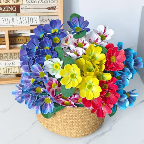 Vintage Oil Painting Style Artificial Cosmos Flower Single Stem 3D Printed Faux Galsang Flower For Home Wedding Party Decor Photography Props