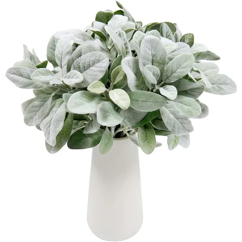 Artificial Flocked Lamb Ear Leaf Rabbit Ear Leaves Greenery Stem Fake Foliage For Home Decor Botanical Floral
