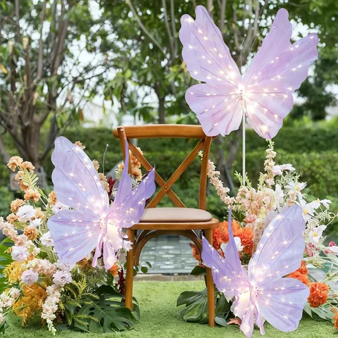 Große Künstliche Netzgewebe Schmetterling LED Licht Dekoration Leuchtender Schmetterling Deko Für Hochzeit Party Garten