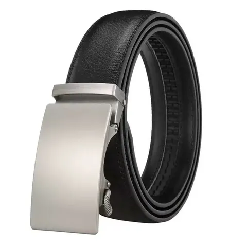 Men Business Split Cowhide Belt Automatic Alloy Buckle Fashion Casual Litchi Texture Waistband For Pants Office Banquet
