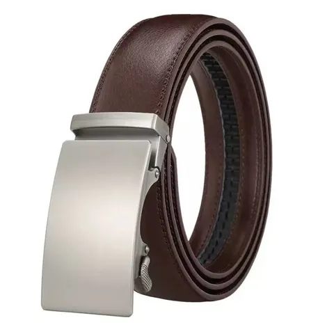 Men Business Split Cowhide Belt Automatic Alloy Buckle Fashion Casual Litchi Texture Waistband For Pants Office Banquet