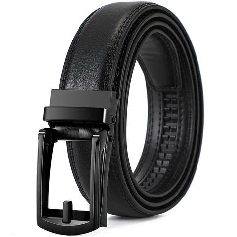 Men Business Belt Split Cowhide Leather Fashion Alloy Automatic Buckle Casual Waist Belt Classic Textured Leather Belt For Suits