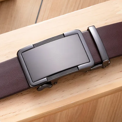 Men Business Automatic Buckle Belt Genuine Top Layer Cowhide Leather Classic Waist Strap For Men Casual Formal Dress Belt