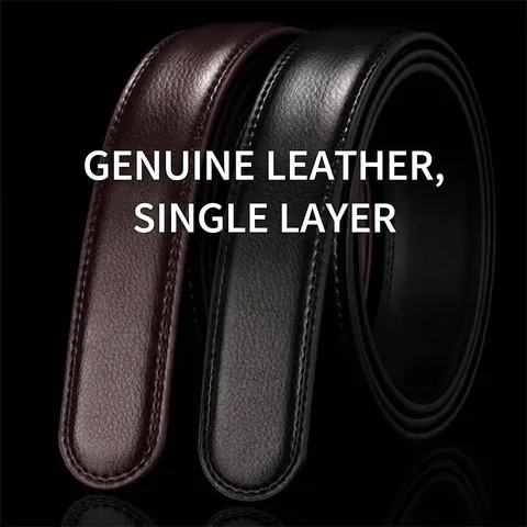 Sangle de Ceinture en Cuir de Vachette pour Hommes pour Boucle Automatique Texture Litchi Ceinture de Remplacement Sans Boucle