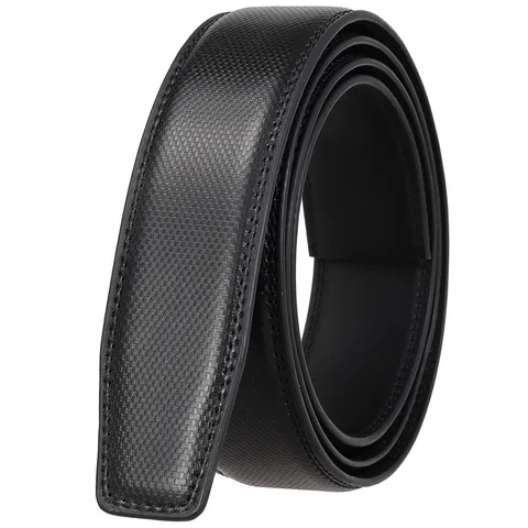 Men Automatic Ratchet Leather Belt Strap Without Buckle Embossed Replacement Waistband For Business Casual Commute Jeans Accessories