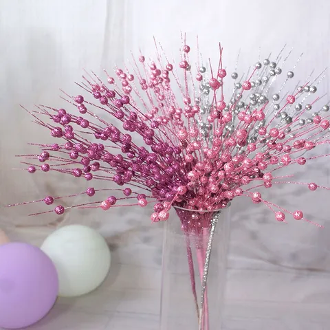 Glitzer Beeren Zweige Weihnachten Dekorative Zweige Schaumstoff Glitzer Ball Stiele Für Home Party Fotografie Requisiten