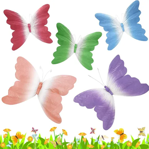 Simulation 3D Gradient Paper Butterfly With Clip For Wedding Display Decoration Photography Props Window Backdrop Decor