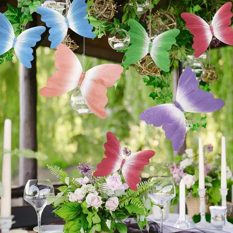 Simulation 3D Gradient Paper Butterfly With Clip For Wedding Display Decoration Photography Props Window Backdrop Decor