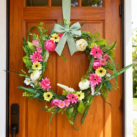 Guirlande De Fleurs Sauvages De Printemps Vignes Florales De Pâquerettes En Soie Artificielle Pour Porte D'Entrée Fenêtre Décoration