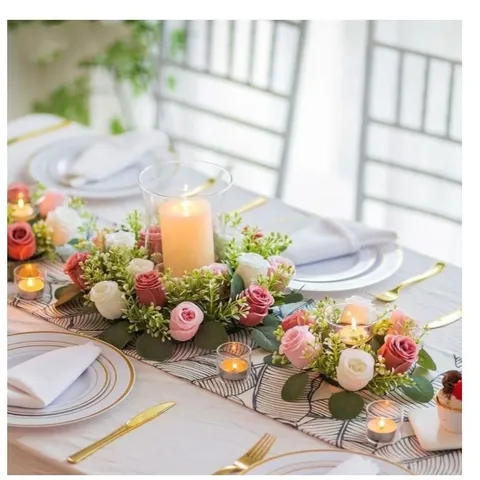 Artificial Eucalyptus Candlestick Wreath Silk Flower Candle Ring For Easter Christmas Wedding Home Table Party Decor