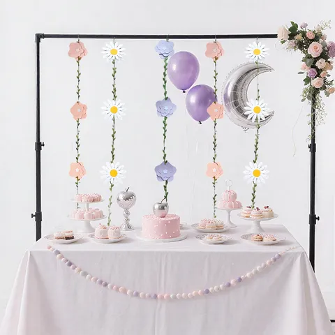 Cute Paper Flower Daisy Bow Banner For Birthday Party Decoration Hanging Wall Backdrop Garland Classroom Celebrations Ornaments