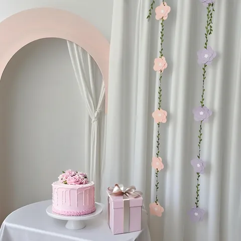 Cute Paper Flower Daisy Bow Banner For Birthday Party Decoration Hanging Wall Backdrop Garland Classroom Celebrations Ornaments