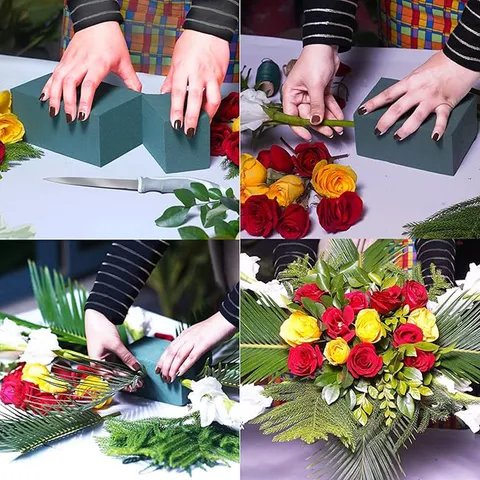 Green Grey Floral Foam Block Wet Dry Flower Arrangement Sponge Brick For Florist Wedding Party Decor Flower Packaging