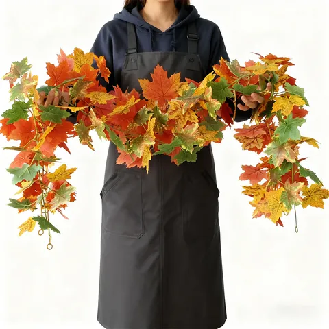 Artificial Maple Leaf Garland Autumn Vine Thanksgiving Halloween Decoration Plastic Silk Cloth Hanging Plant For Home Party