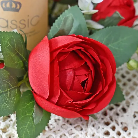 Artificial Peony Rose Candle Ring Wreath Floral Centerpiece For Wedding Valentine Day Party Table Decoration Home Decor
