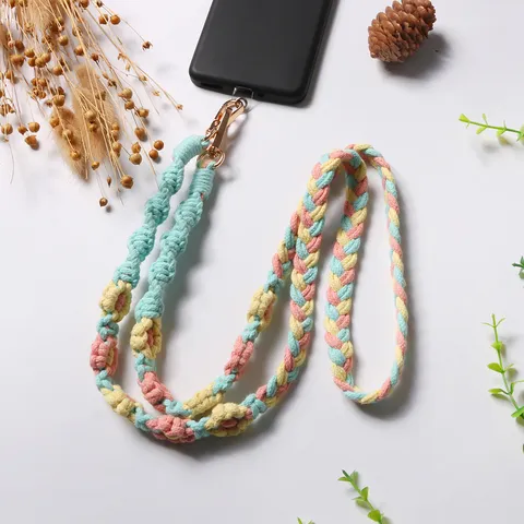 Bohemian Hand Woven Daisy Flower Phone Lanyard Cotton Rope Crossbody Neck Strap Camera Bag Strap For Women Men
