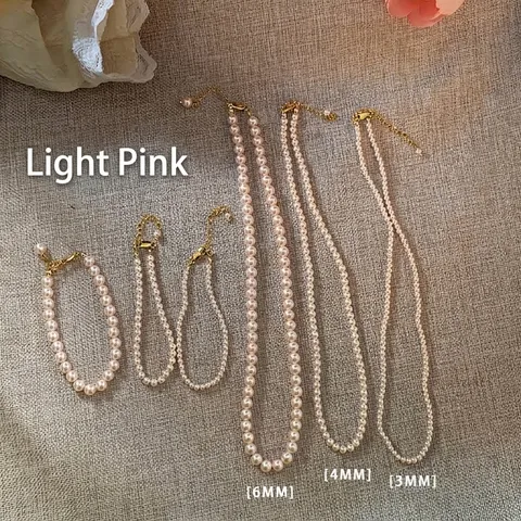 Collana e Bracciale in Perle Artificiali Minimaliste di Lusso Elegante Girocollo con Perline per Donna Gioielli Viola Bianco Rosa